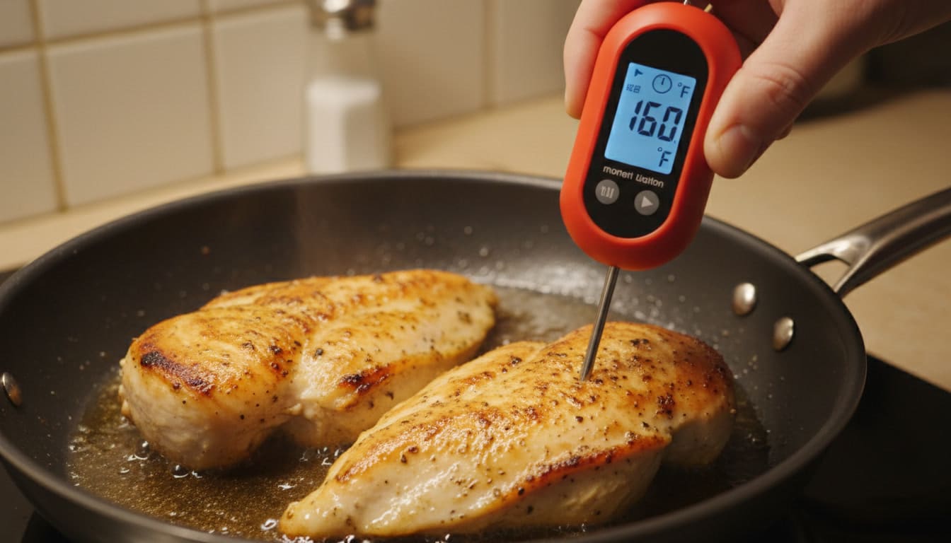 Chicken breasts cookingin a pan